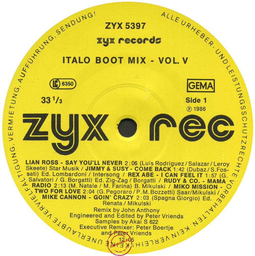 Оцифровка винила: VA Italo Boot Mix (1986) Vol.5 Оцифровка винила: VA Italo Boot Mix (1986) Vol.5