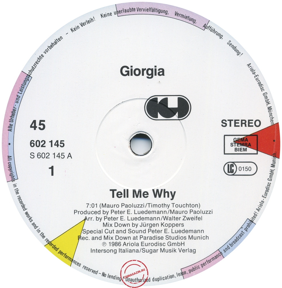 Оцифровка винила: Giorgia (1986) Tell Me Why Оцифровка винила: Giorgia (1986) Tell Me Why