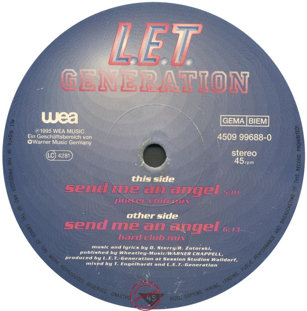 Оцифровка винила: L.E.T. Generation (1995) Send Me An Angel Оцифровка винила: L.E.T. Generation (1995) Send Me An Angel
