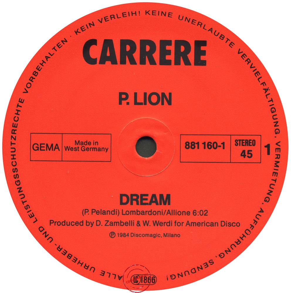 Оцифровка винила: P. Lion (1984) Dream