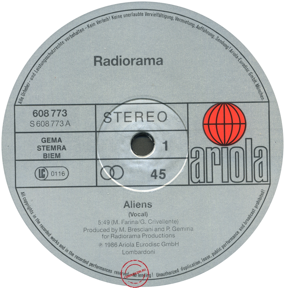 Оцифровка винила: Radiorama (1986) Aliens