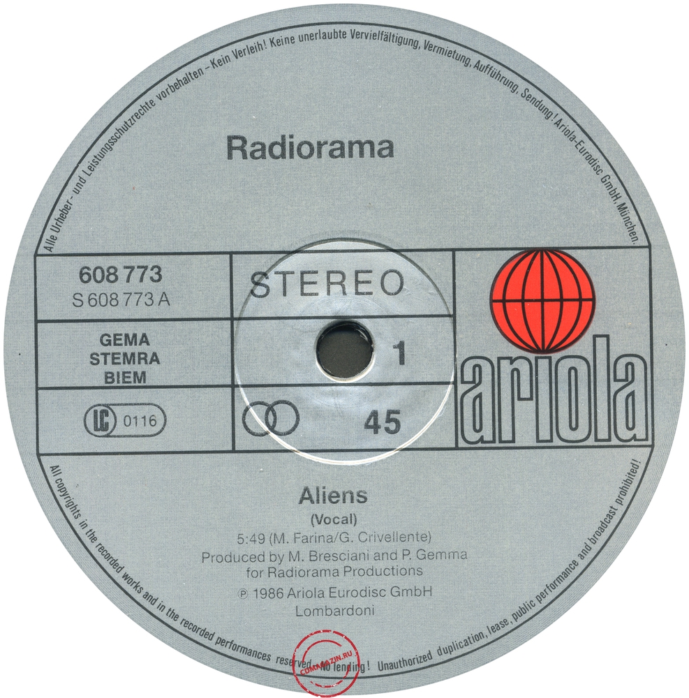 Оцифровка винила: Radiorama (1986) Aliens Оцифровка винила: Radiorama (1986) Aliens
