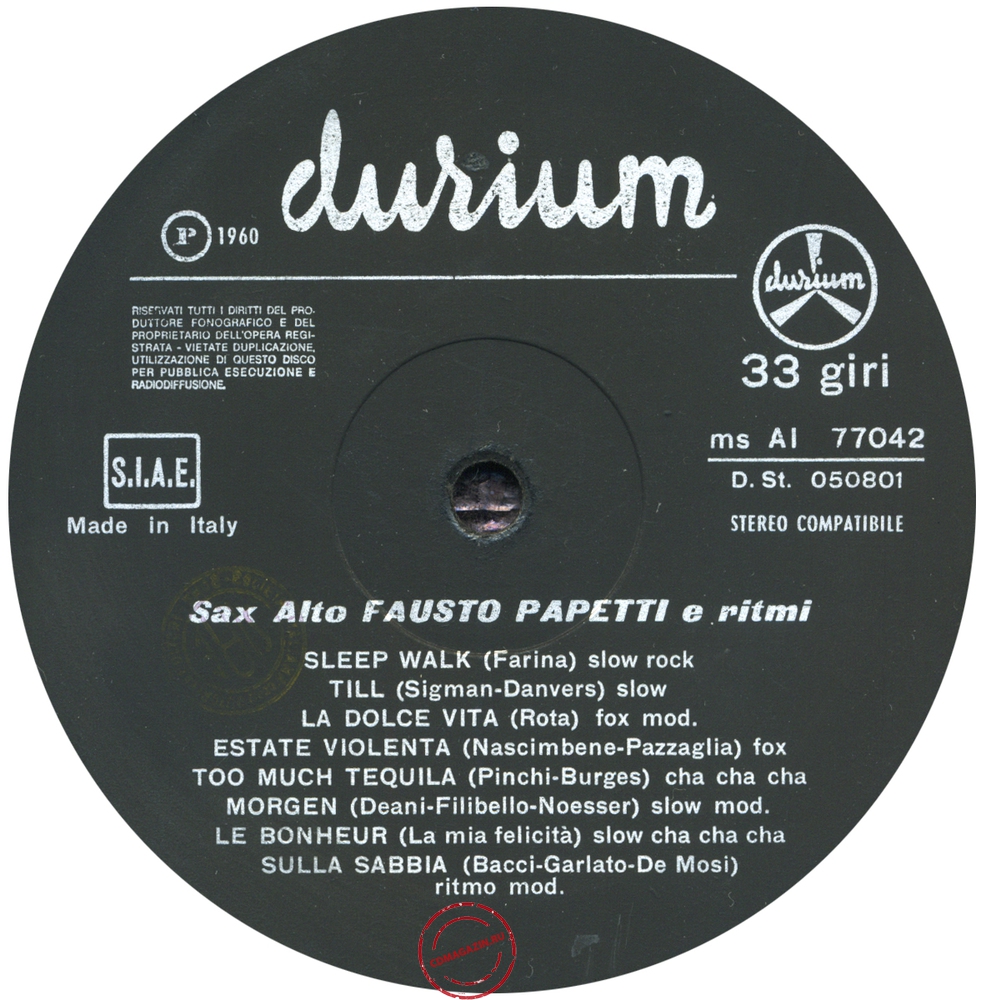 Оцифровка винила: Fausto Papetti (1960) 1a Raccolta Оцифровка винила: Fausto Papetti (1960) 1a Raccolta