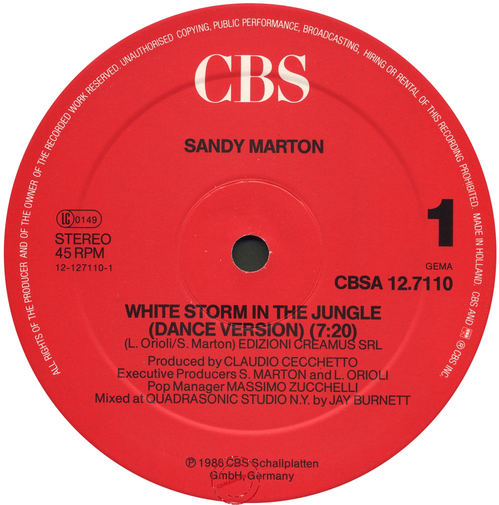 Оцифровка винила: Sandy Marton (1986) White Storm In The Jungle