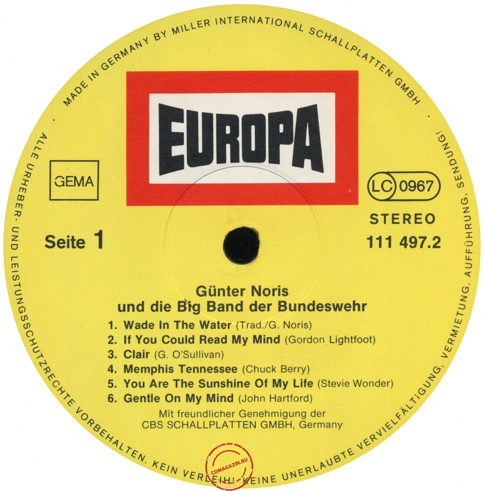 Оцифровка винила: Gunter Noris (1979) Gunter Noris Und Die Big Band Der Bundeswehr