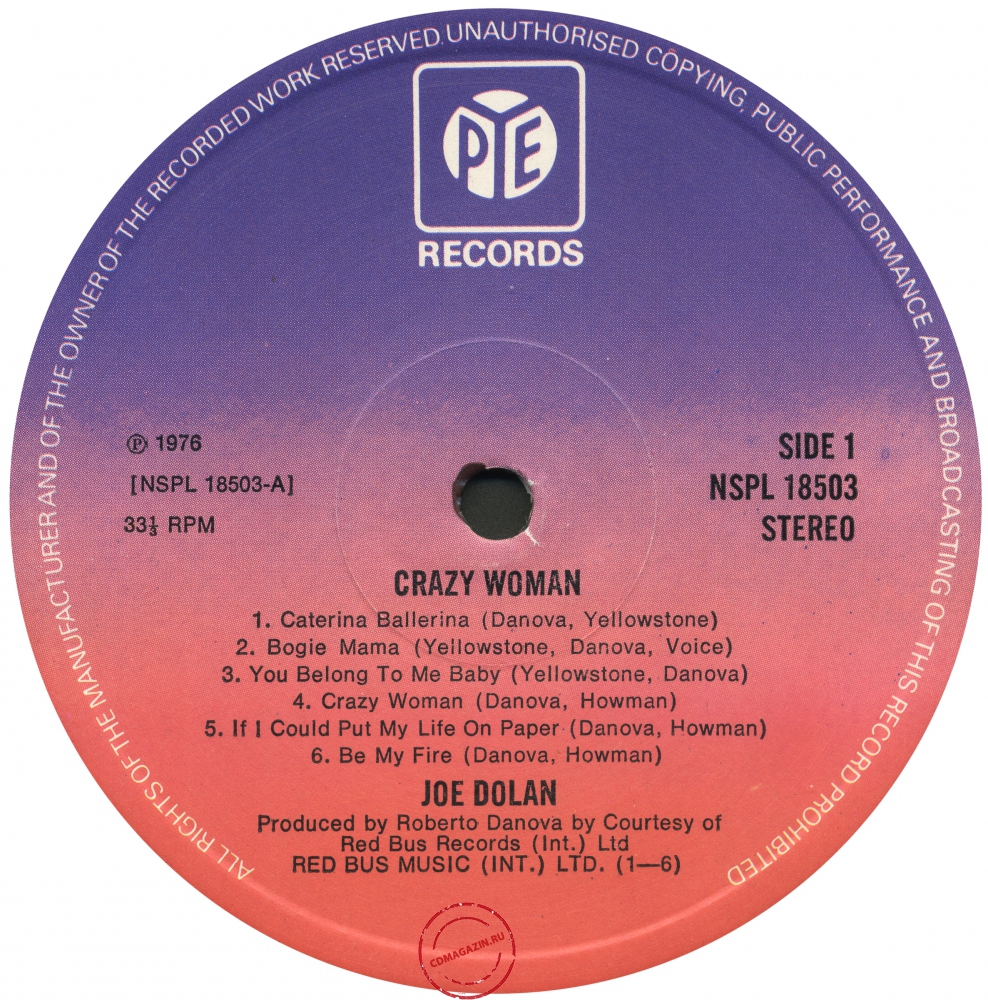 Оцифровка винила: Joe Dolan (1976) Crazy Woman Оцифровка винила: Joe Dolan (1976) Crazy Woman