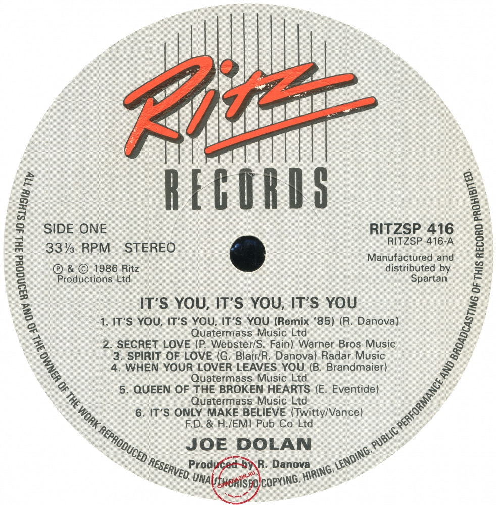 Оцифровка винила: Joe Dolan (1986) It's You, It's You, It's You