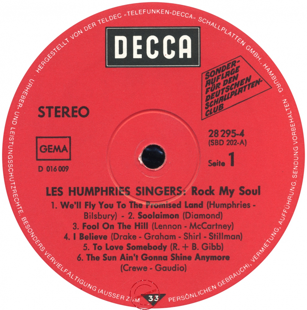 Оцифровка винила: Les Humphries Singers (1970) Rock My Soul