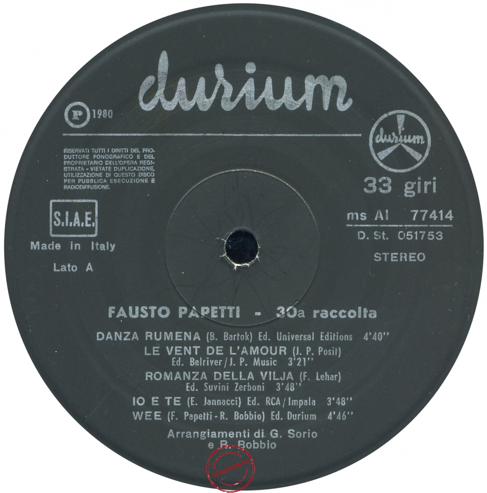 Оцифровка винила: Fausto Papetti (1980) 30a Raccolta
