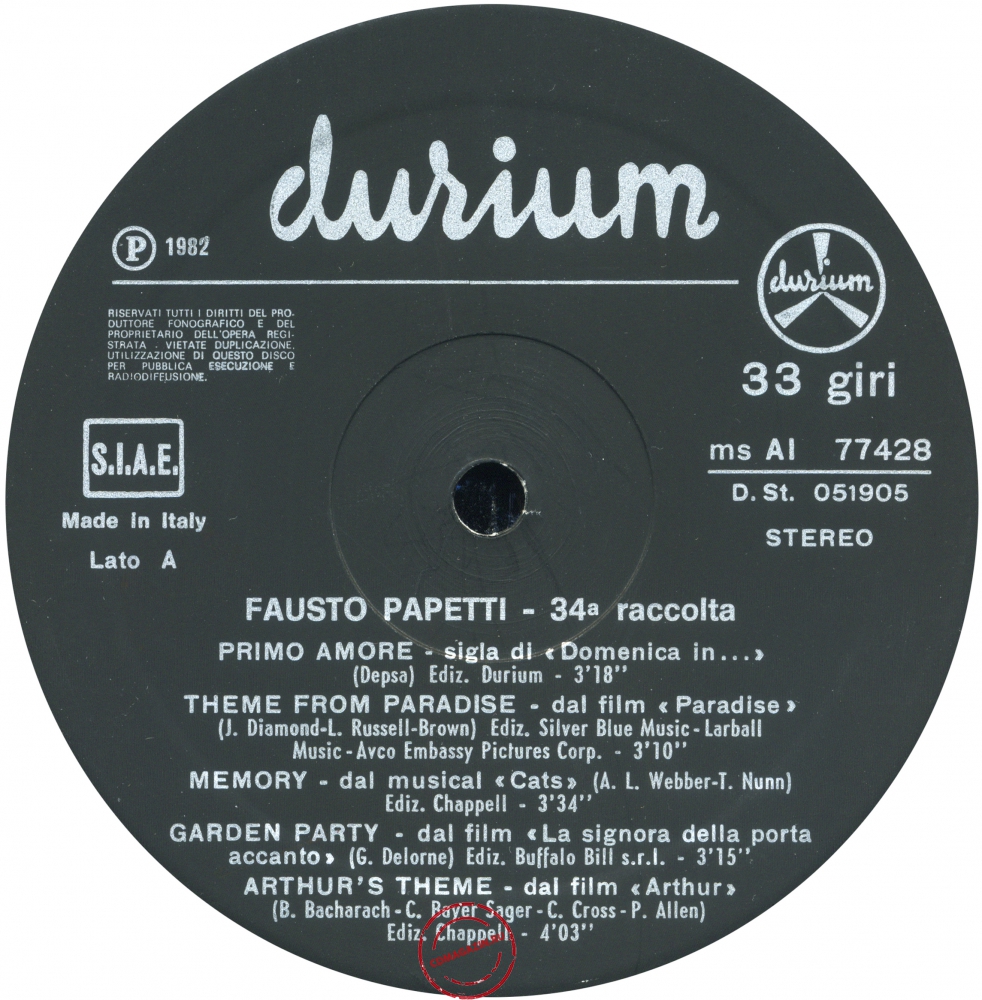 Оцифровка винила: Fausto Papetti (1982) 34a Raccolta