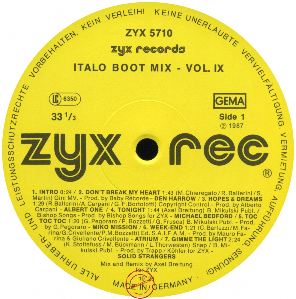 Оцифровка винила: VA Italo Boot Mix (1987) Vol.9