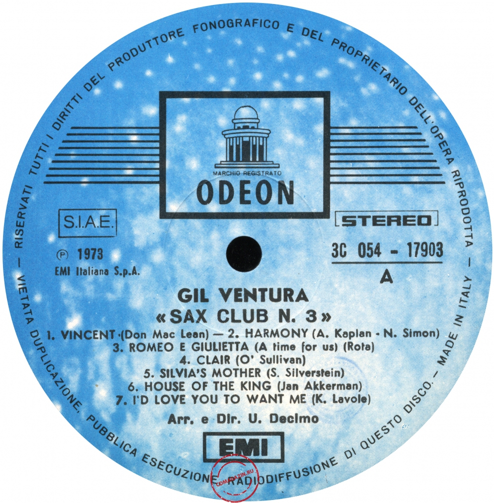 Оцифровка винила: Gil Ventura (1973) Sax Club Number 3