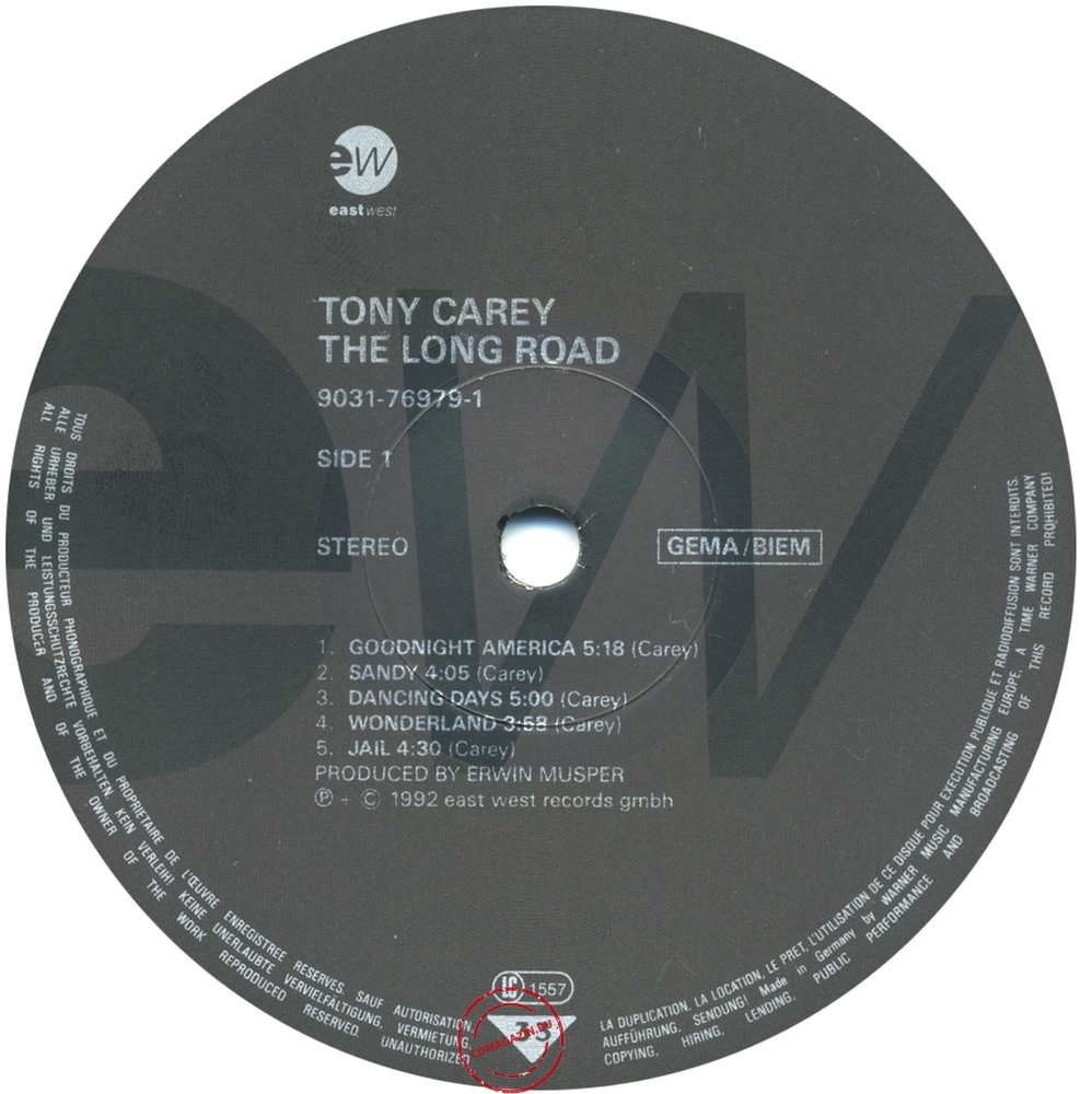 Оцифровка винила: Tony Carey (1992) The Long Road