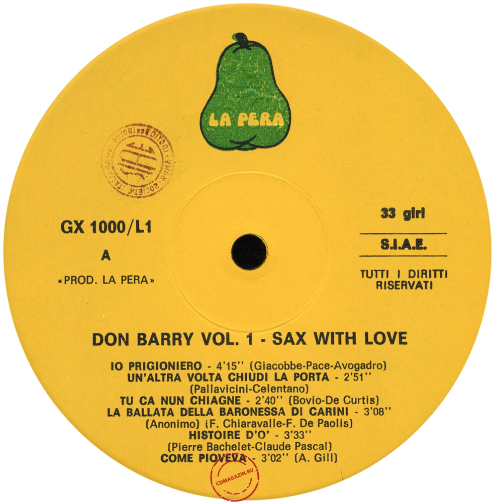 Оцифровка винила: Don Barry (2) (1976) Sax With Love Vol.1