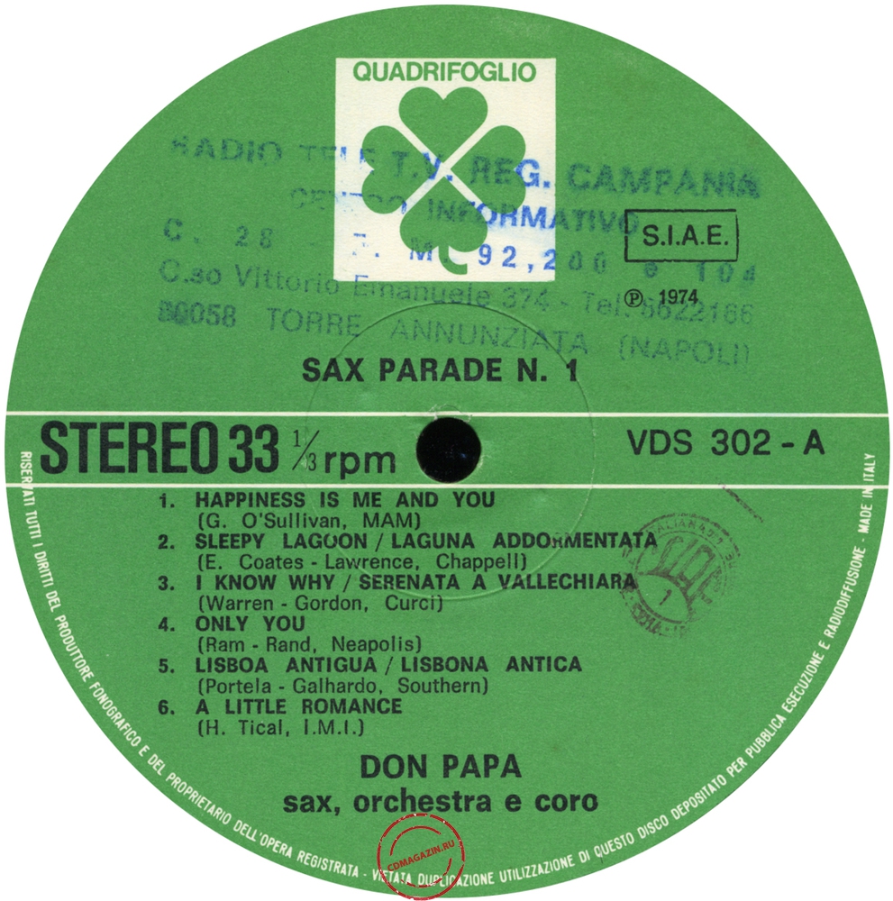 Оцифровка винила: Don Papa (1974) Sax Parade № 1 Оцифровка винила: Don Papa (1974) Sax Parade № 1