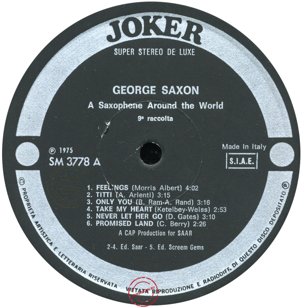 Оцифровка винила: George Saxon (1975) 9ª Raccolta Оцифровка винила: George Saxon (1975) 9ª Raccolta