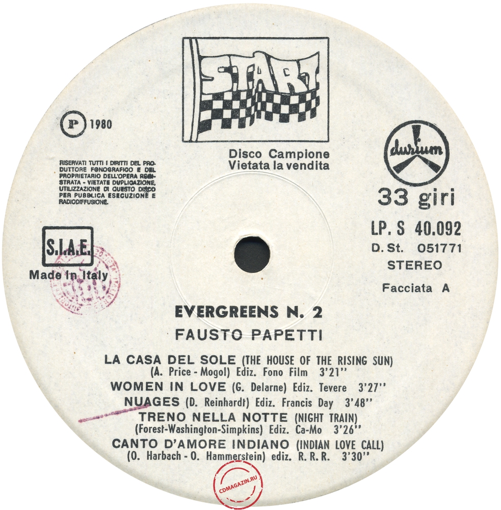 Оцифровка винила: Fausto Papetti (1980) Evergreens № 2