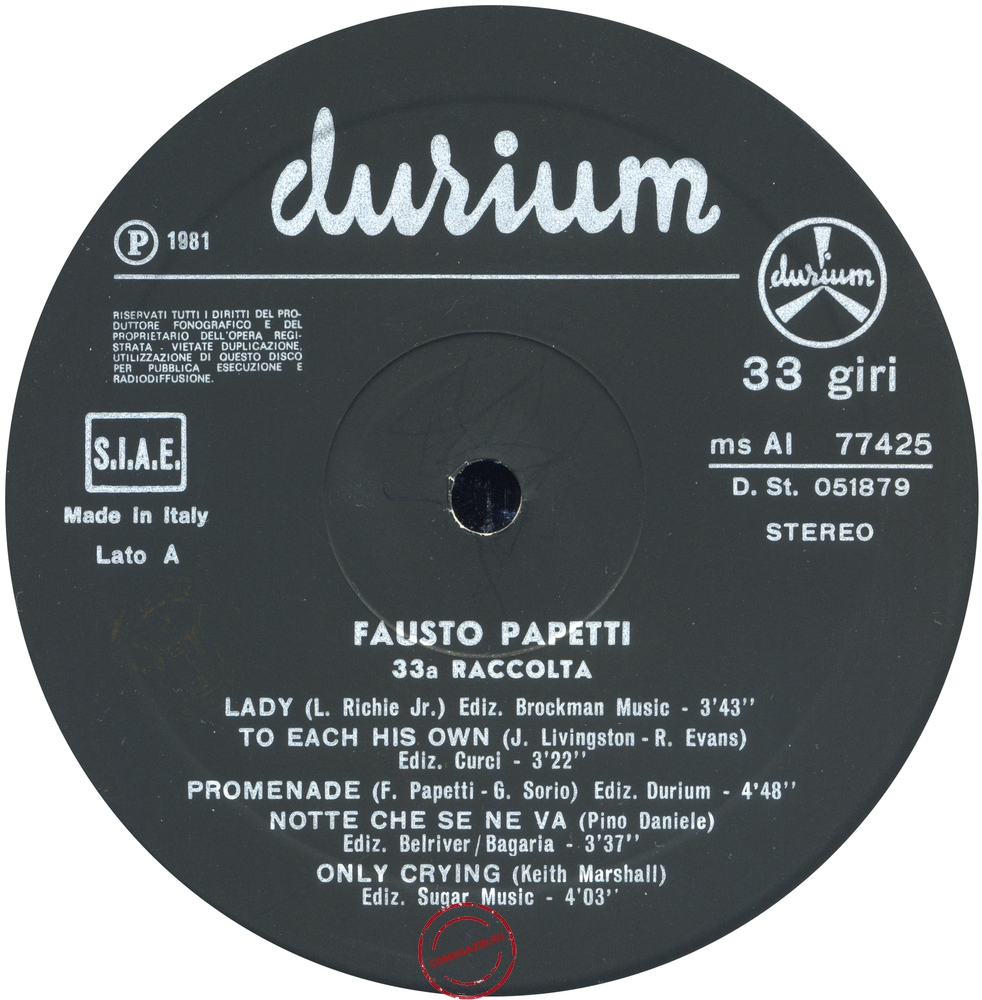 Оцифровка винила: Fausto Papetti (1981) 33a Raccolta