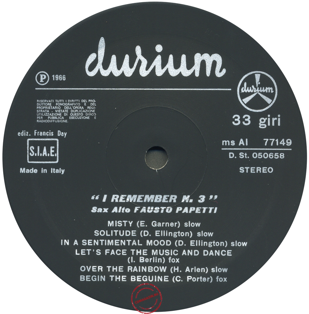 Оцифровка винила: Fausto Papetti (1966) I Remember № 3 Оцифровка винила: Fausto Papetti (1966) I Remember № 3