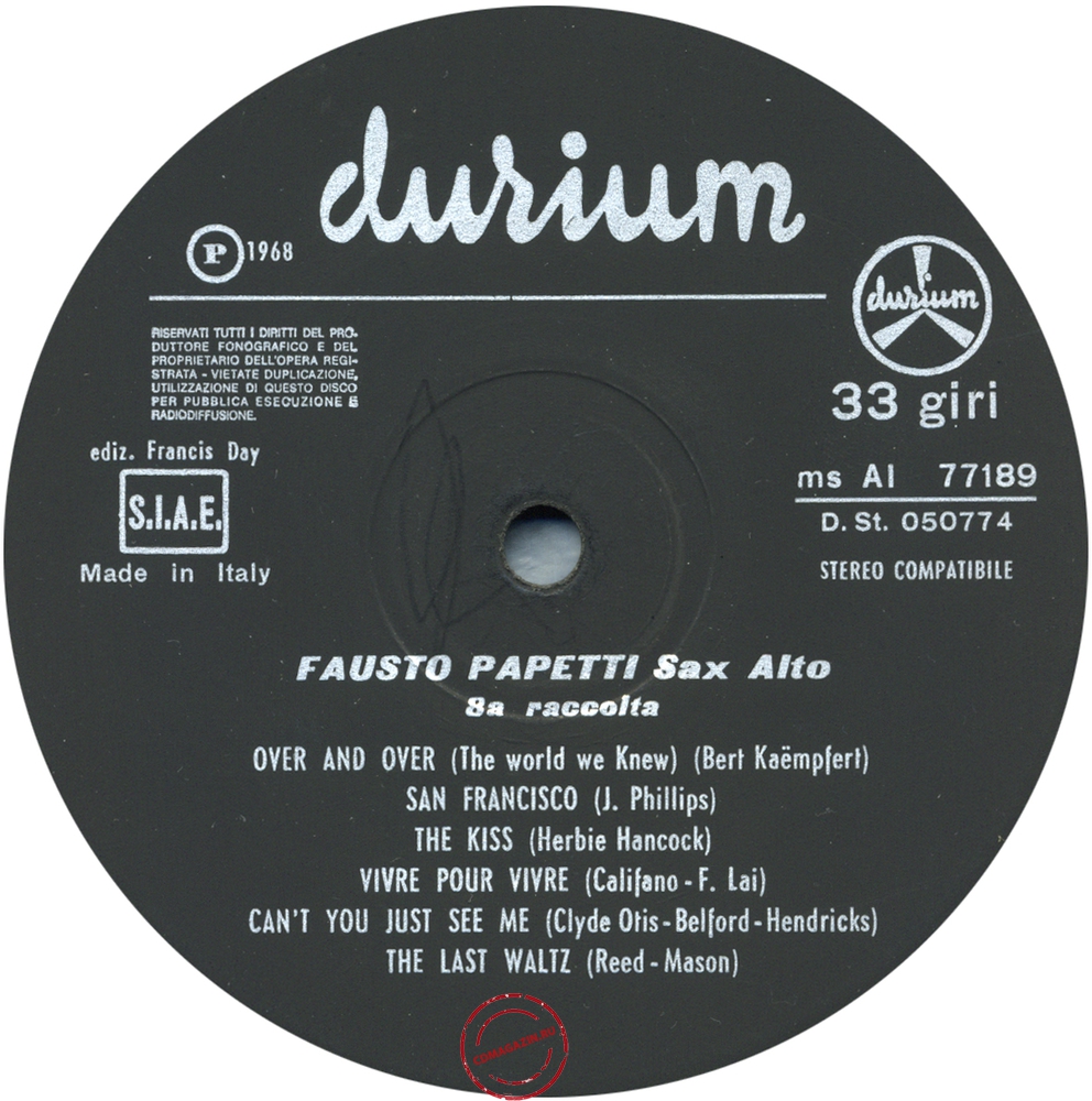 Оцифровка винила: Fausto Papetti (1968) 8a Raccolta Оцифровка винила: Fausto Papetti (1968) 8a Raccolta