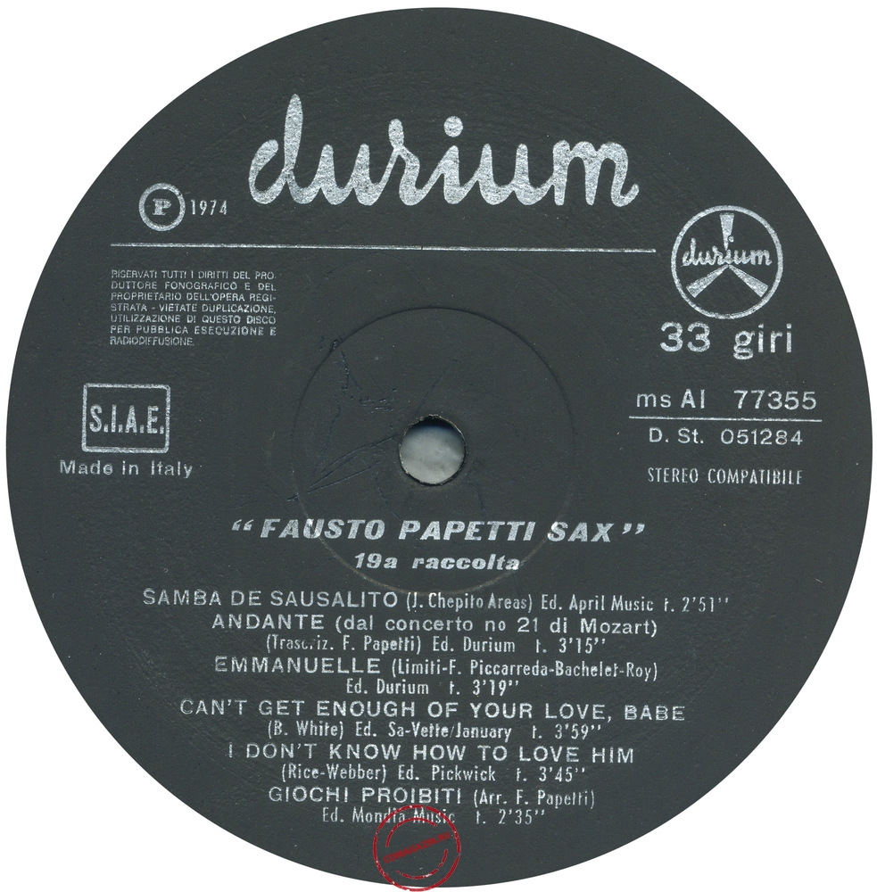 Оцифровка винила: Fausto Papetti (1974) 19a Raccolta Оцифровка винила: Fausto Papetti (1974) 19a Raccolta