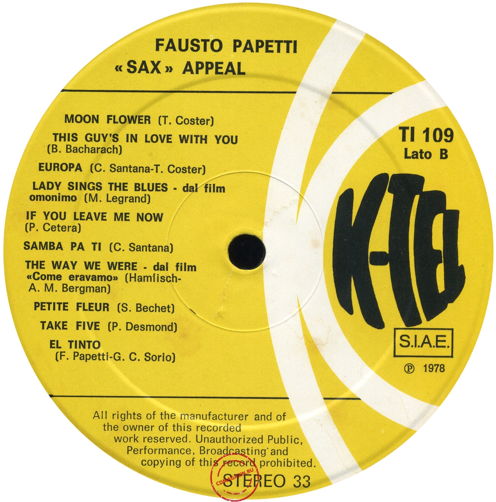 Оцифровка винила: Fausto Papetti (1978) "Sax" Appeal Оцифровка винила: Fausto Papetti (1978) "Sax" Appeal