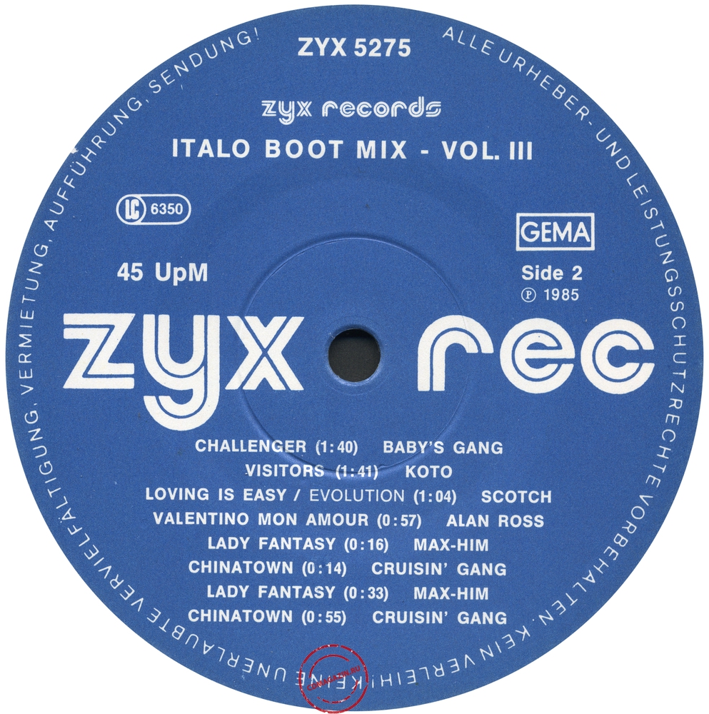 Оцифровка винила: VA Italo Boot Mix (1985) Vol.3