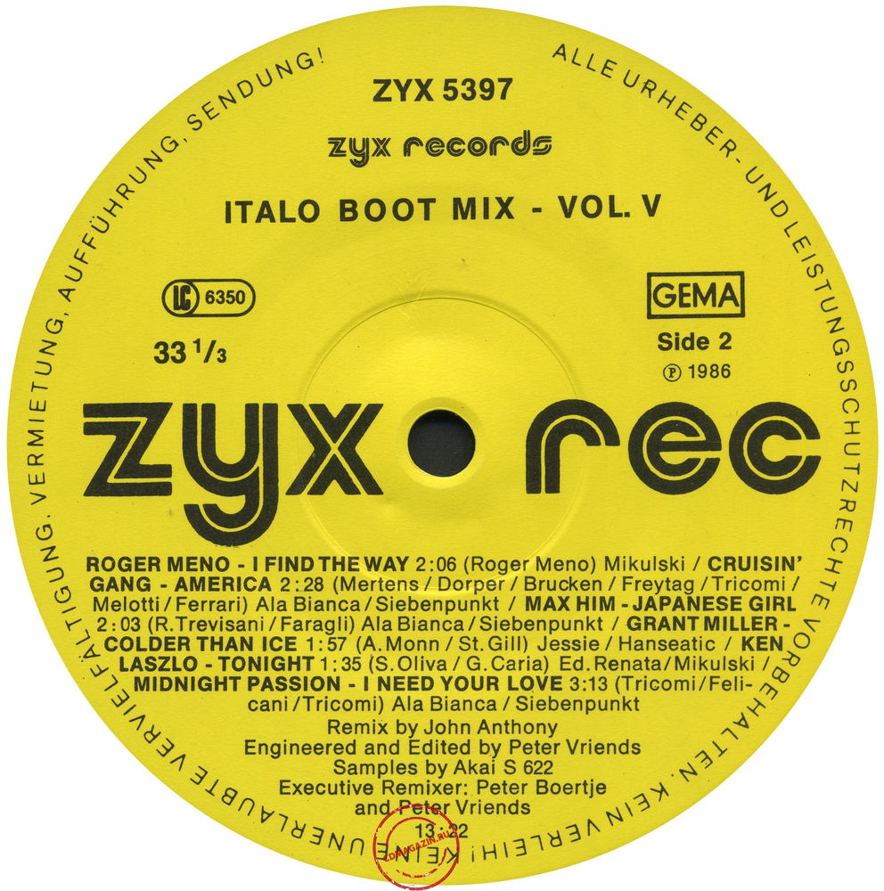 Оцифровка винила: VA Italo Boot Mix (1986) Vol.5 Оцифровка винила: VA Italo Boot Mix (1986) Vol.5