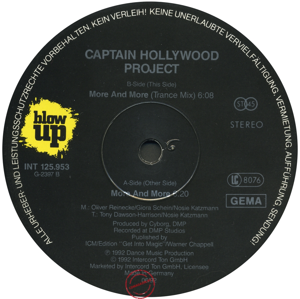 Оцифровка винила: Captain Hollywood Project (1992) More And More Оцифровка винила: Captain Hollywood Project (1992) More And More
