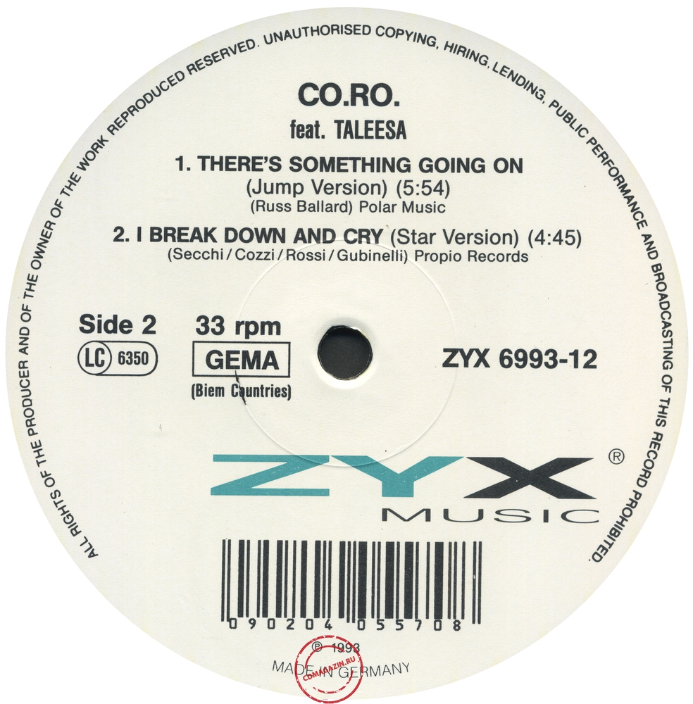 Оцифровка винила: Co.Ro. (1993) There's Something Going On / I Break Down And Cry Оцифровка винила: Co.Ro. (1993) There's Something Going On / I Break Down And Cry