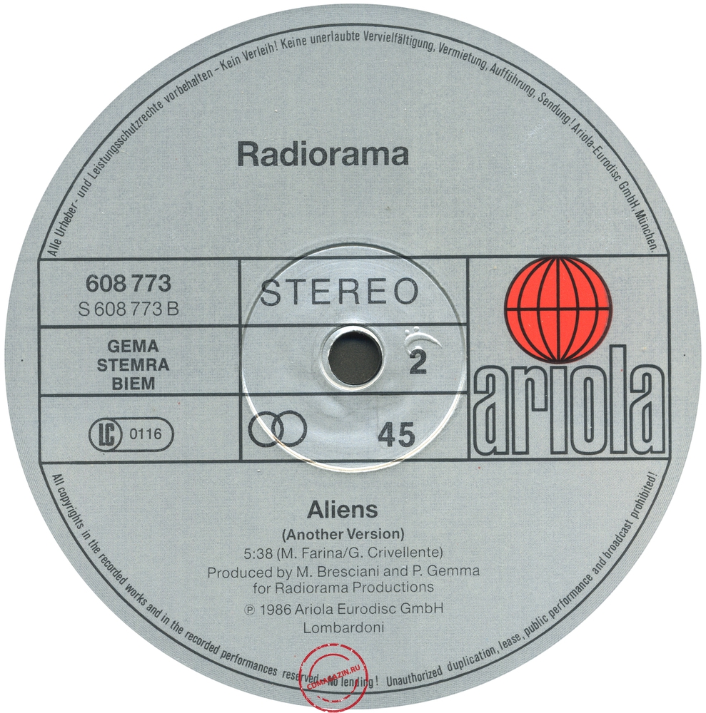 Оцифровка винила: Radiorama (1986) Aliens Оцифровка винила: Radiorama (1986) Aliens