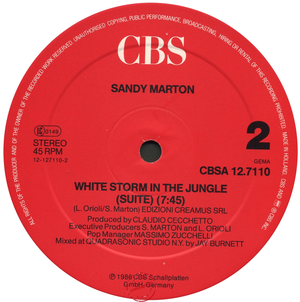 Оцифровка винила: Sandy Marton (1986) White Storm In The Jungle