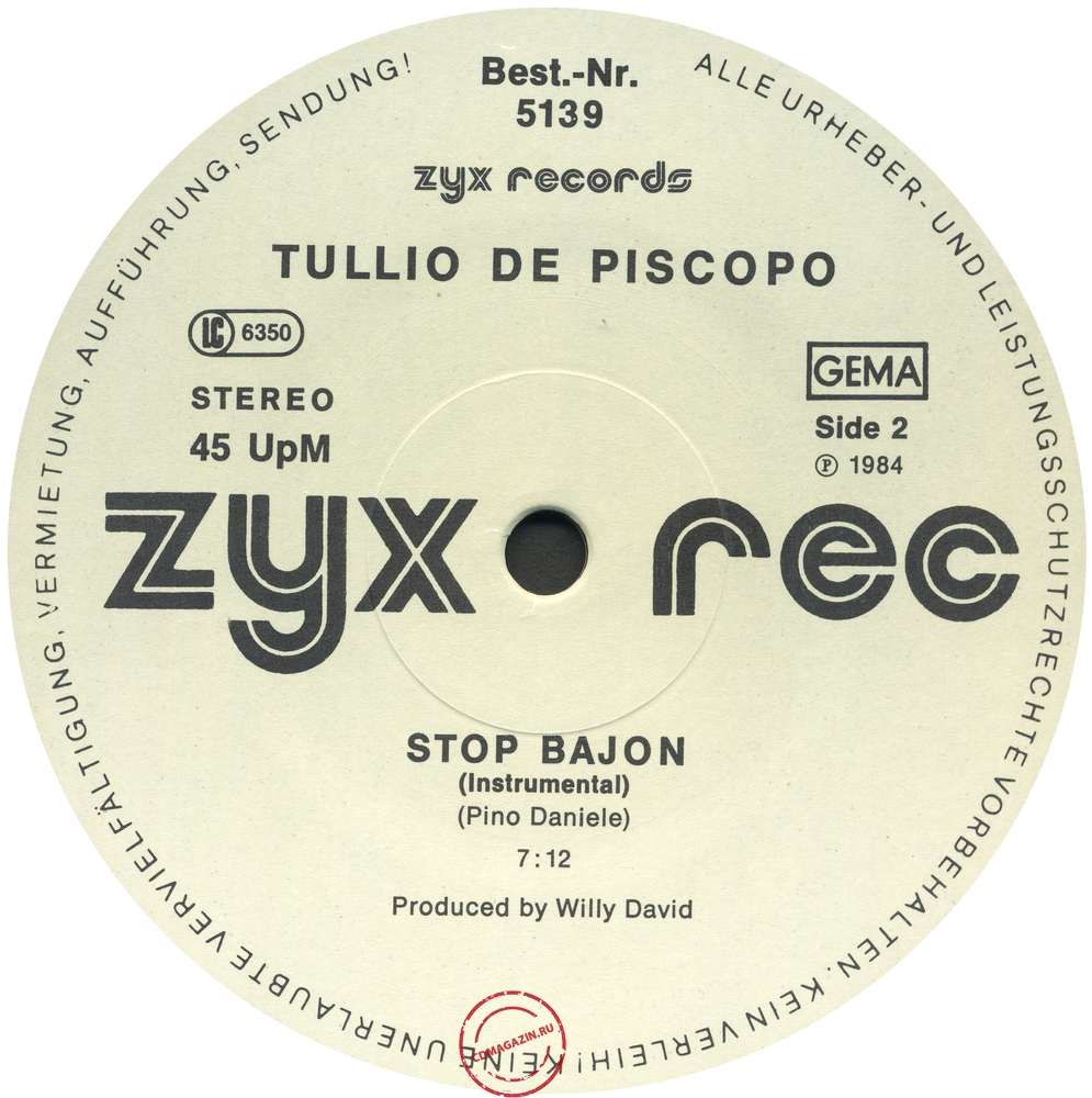 Оцифровка винила: Tullio De Piscopo (1984) Stop Bajon Оцифровка винила: Tullio De Piscopo (1984) Stop Bajon