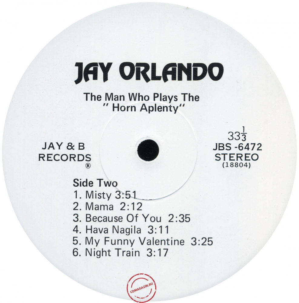 Оцифровка винила: Jay Orlando (1972) The Man Who Plays The ''Horn Aplenty''