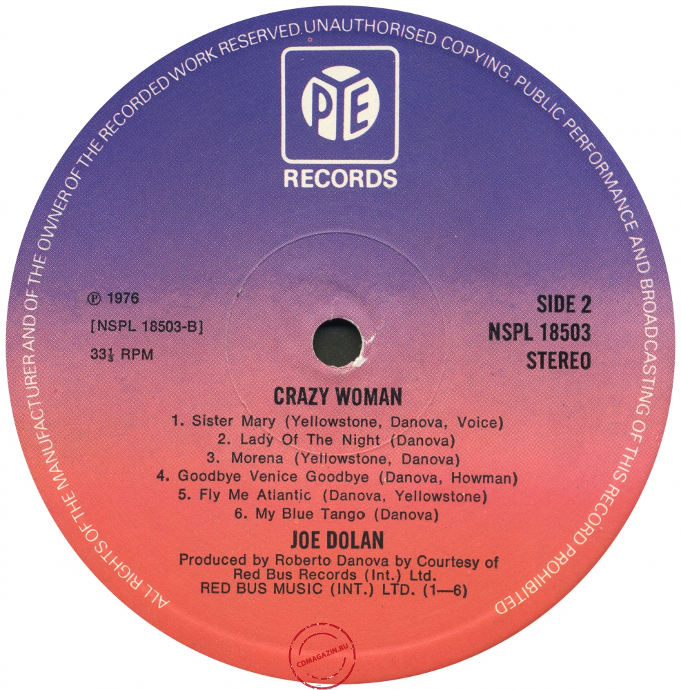 Оцифровка винила: Joe Dolan (1976) Crazy Woman Оцифровка винила: Joe Dolan (1976) Crazy Woman