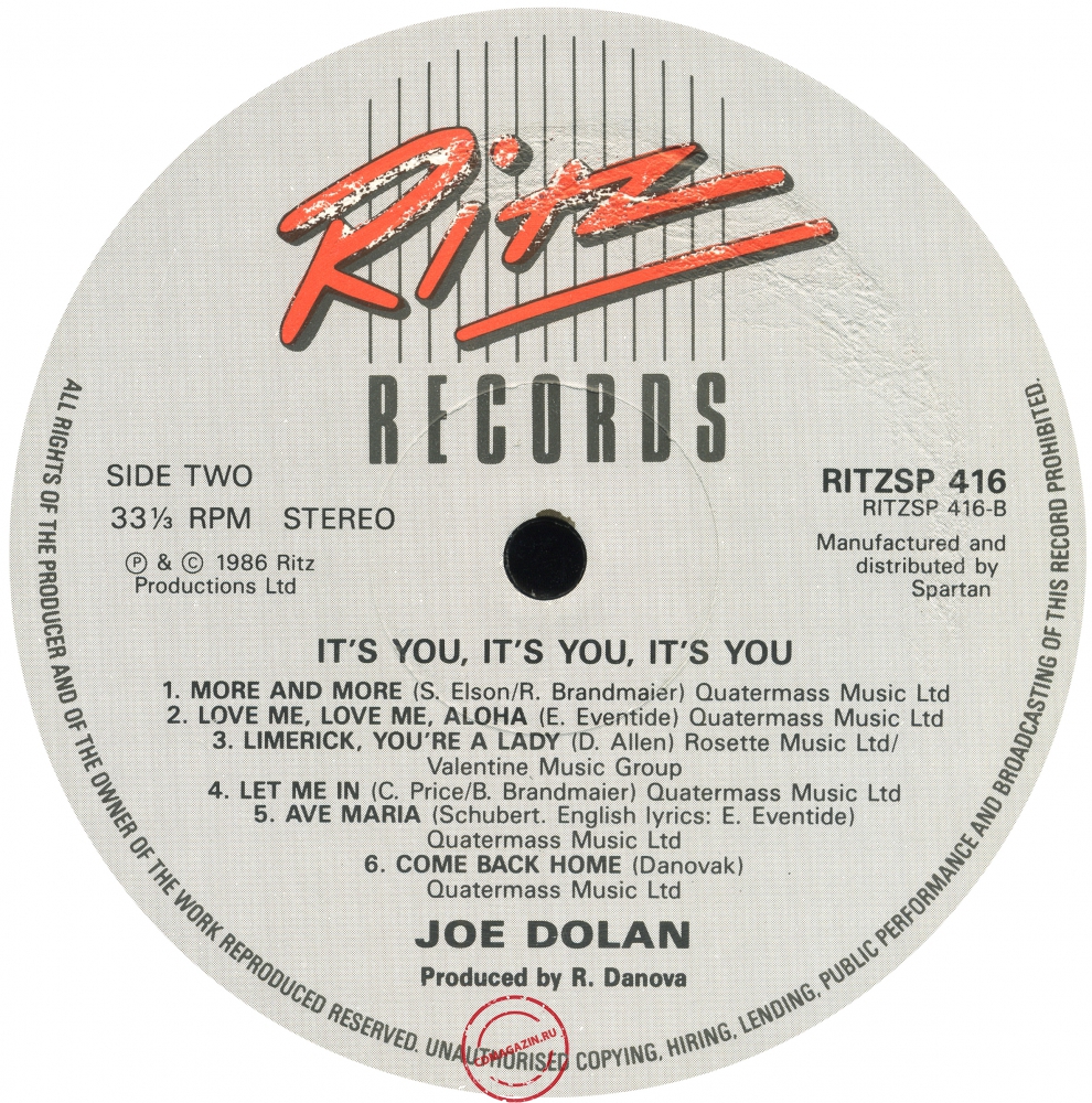 Оцифровка винила: Joe Dolan (1986) It's You, It's You, It's You