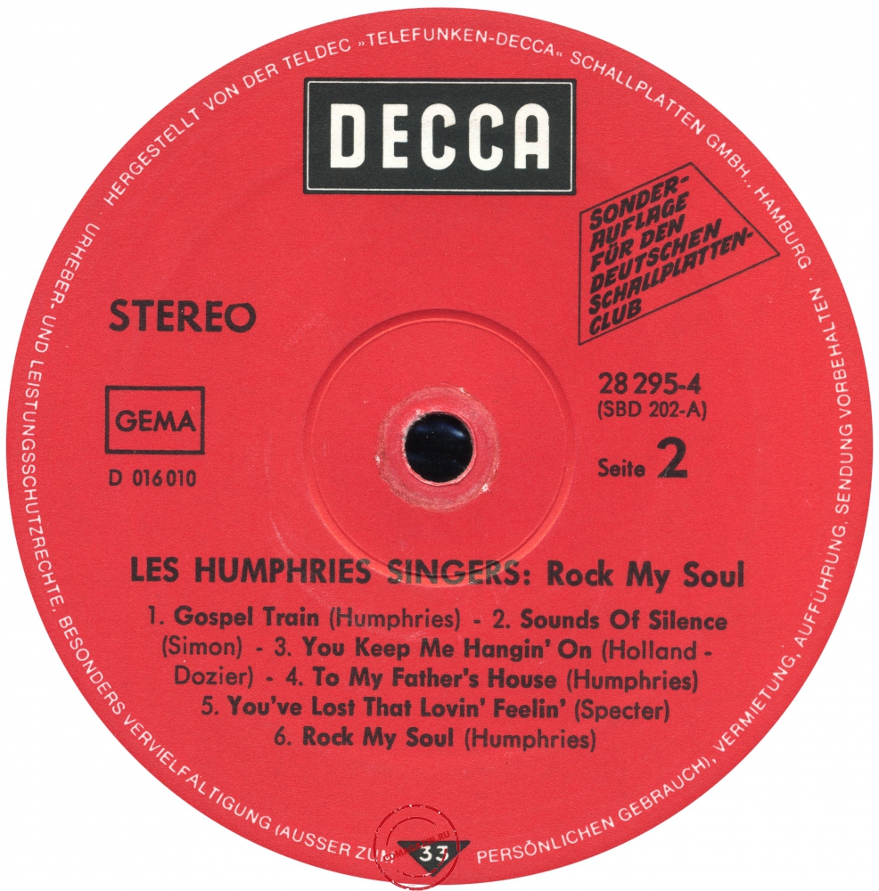 Оцифровка винила: Les Humphries Singers (1970) Rock My Soul