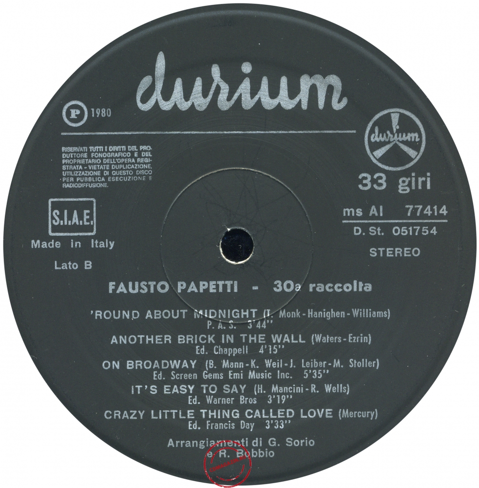 Оцифровка винила: Fausto Papetti (1980) 30a Raccolta Оцифровка винила: Fausto Papetti (1980) 30a Raccolta