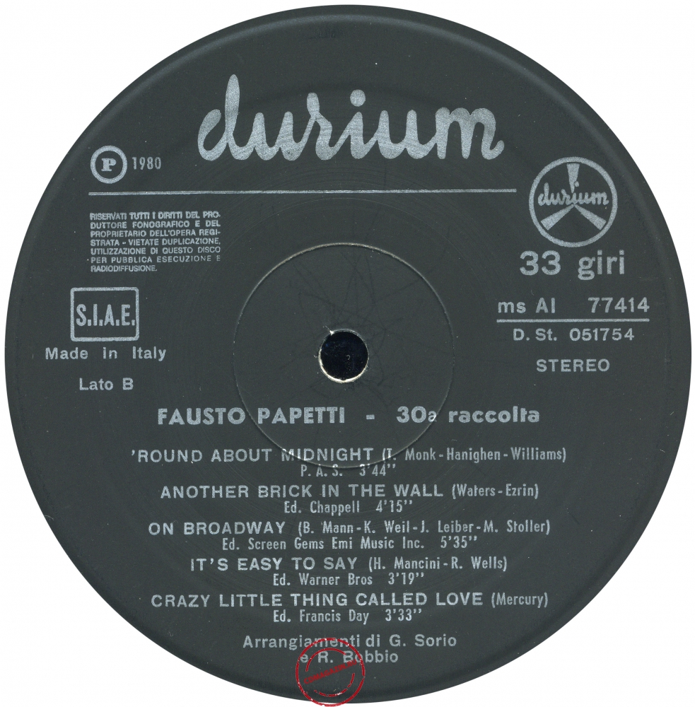 Оцифровка винила: Fausto Papetti (1980) 30a Raccolta