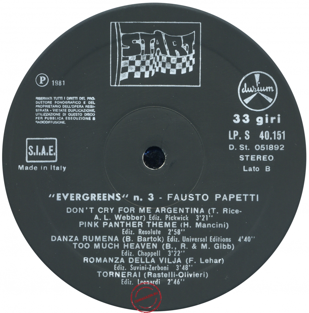 Оцифровка винила: Fausto Papetti (1981) Evergreens № 3