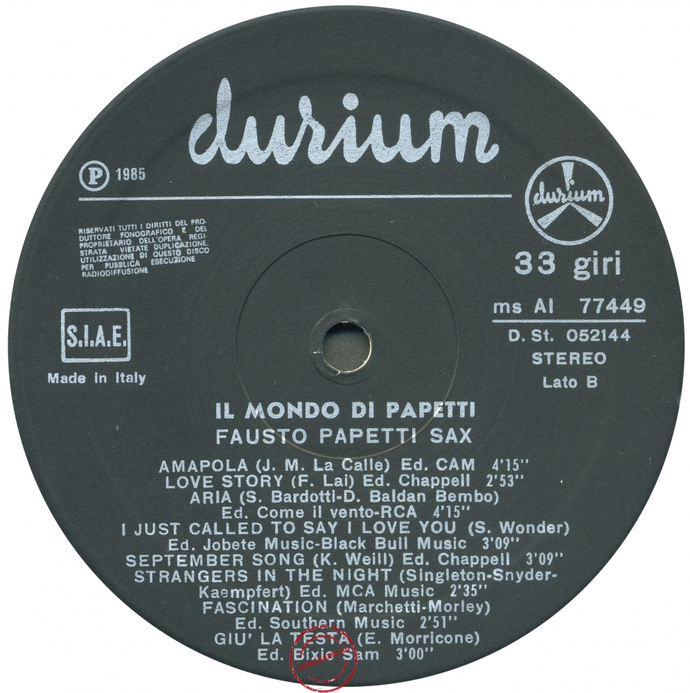 Оцифровка винила: Fausto Papetti (1985) Il Mondo Di Papetti Оцифровка винила: Fausto Papetti (1985) Il Mondo Di Papetti