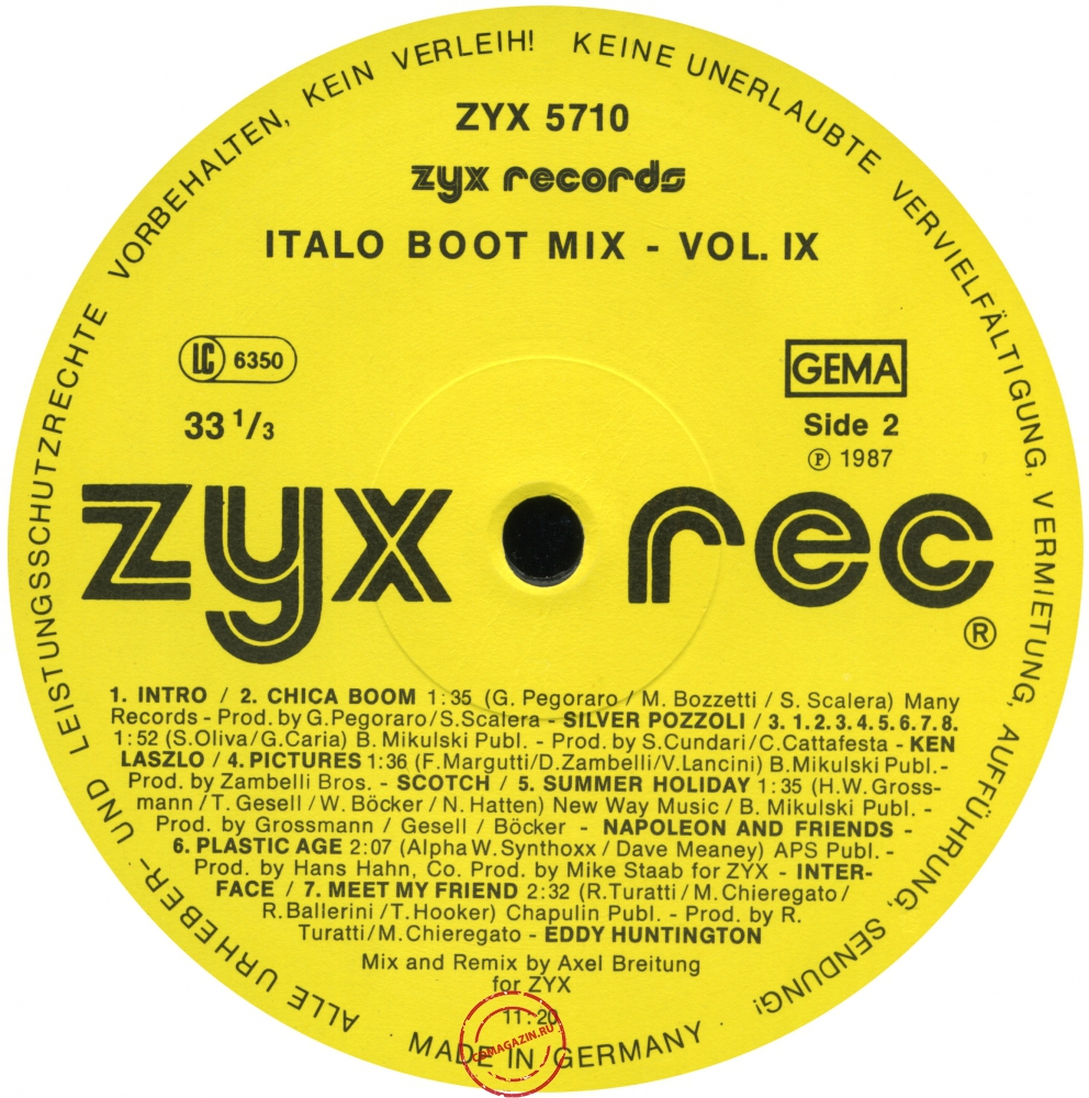 Оцифровка винила: VA Italo Boot Mix (1987) Vol.9 Оцифровка винила: VA Italo Boot Mix (1987) Vol.9