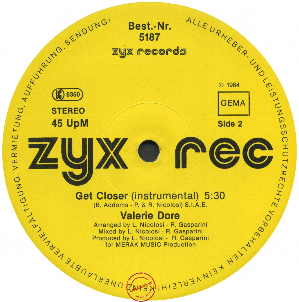 Оцифровка винила: Valerie Dore (1984) Get Closer Оцифровка винила: Valerie Dore (1984) Get Closer