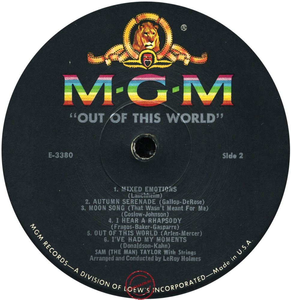 Оцифровка винила: Sam Taylor (2) (1956) Out Of This World