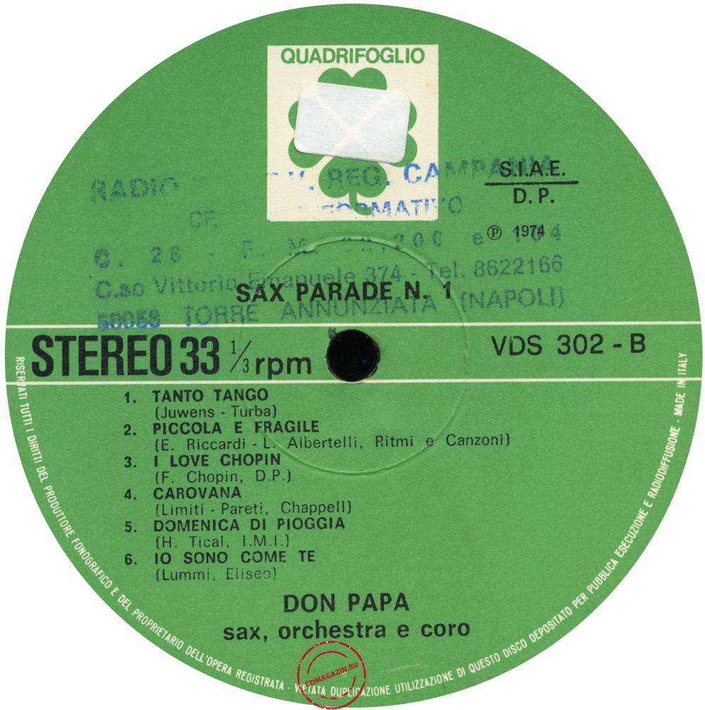 Оцифровка винила: Don Papa (1974) Sax Parade № 1 Оцифровка винила: Don Papa (1974) Sax Parade № 1