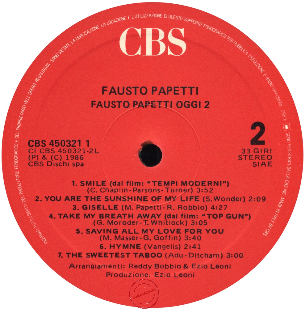 Оцифровка винила: Fausto Papetti (1986) Oggi 2 (42a Raccolta) Оцифровка винила: Fausto Papetti (1986) Oggi 2 (42a Raccolta)
