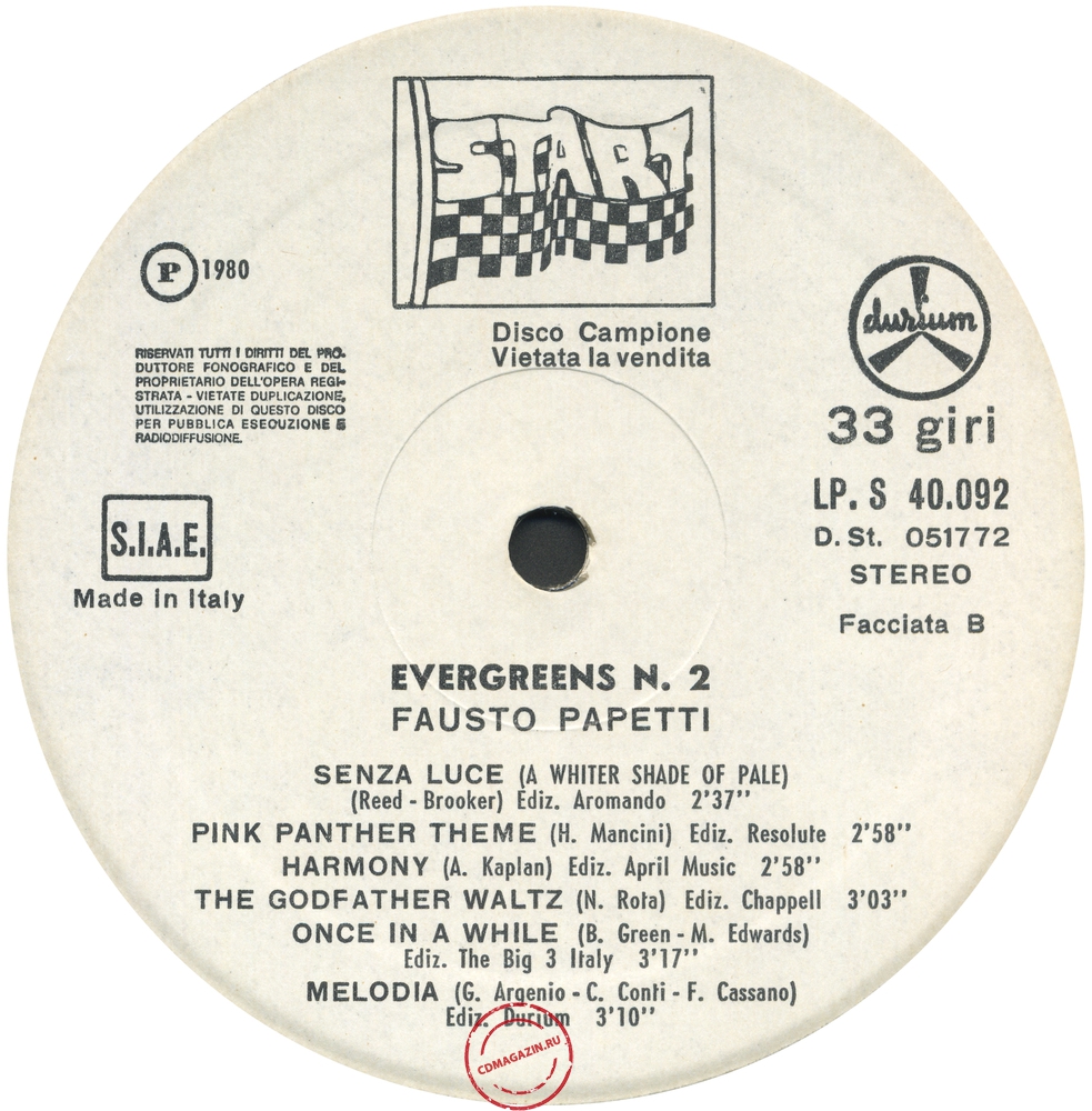 Оцифровка винила: Fausto Papetti (1980) Evergreens № 2