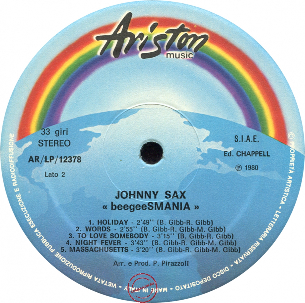 Оцифровка винила: Johnny Sax (1980) Beegeesmania