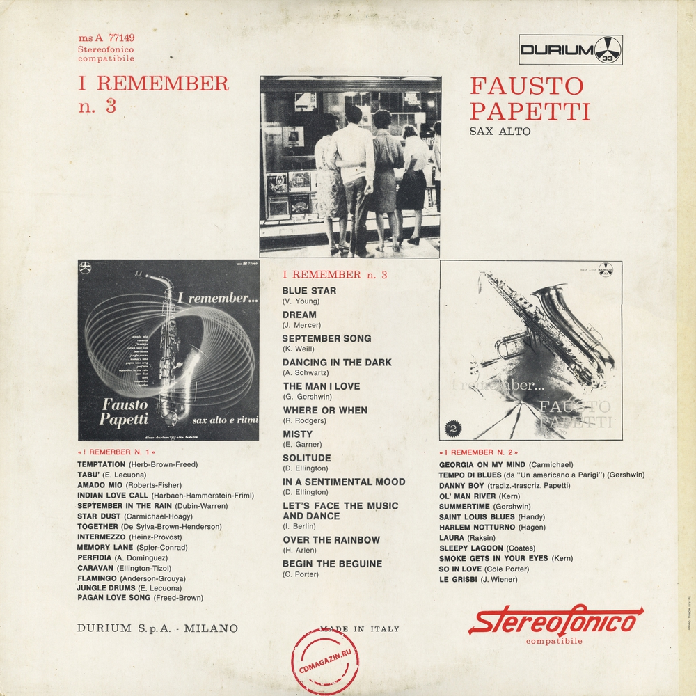 Оцифровка винила: Fausto Papetti (1966) I Remember № 3 Оцифровка винила: Fausto Papetti (1966) I Remember № 3