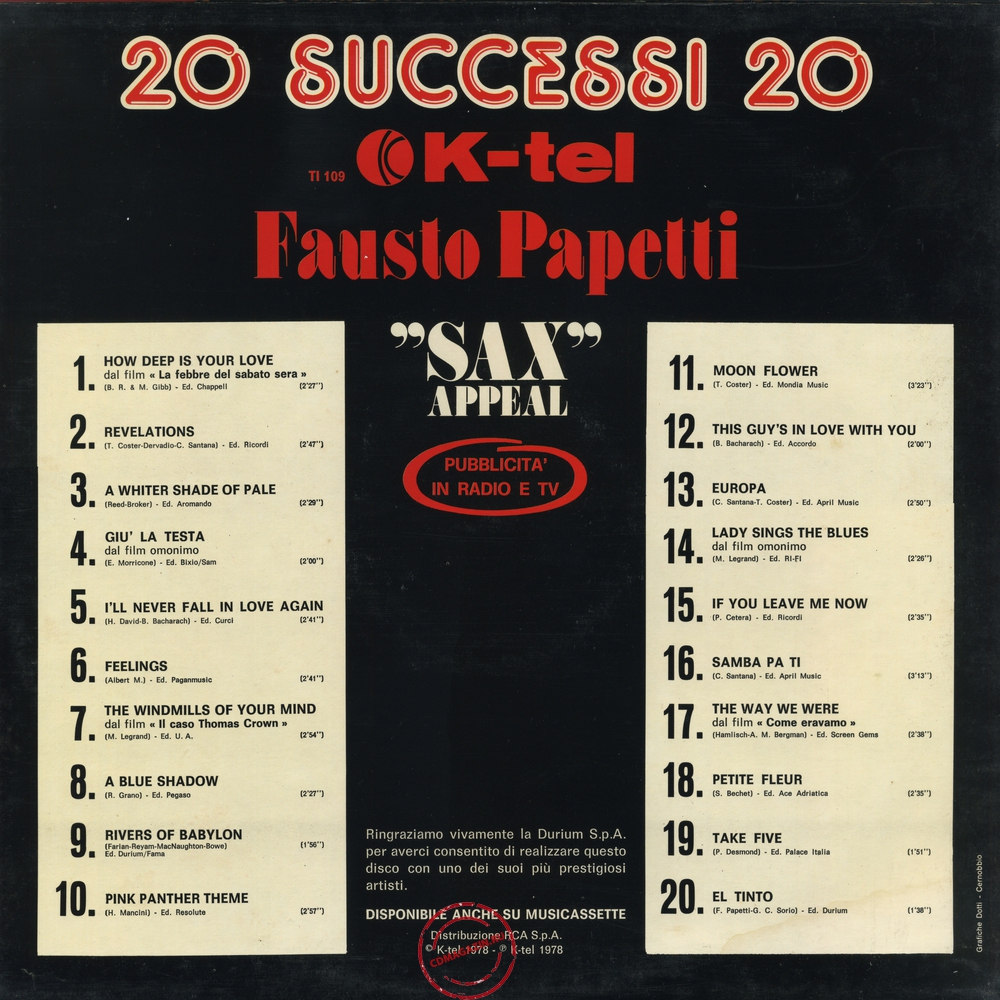 Оцифровка винила: Fausto Papetti (1978) "Sax" Appeal Оцифровка винила: Fausto Papetti (1978) "Sax" Appeal